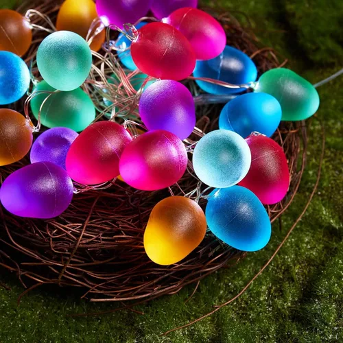 Vista 4 de Guirnalda de luces de Pascua decorativas con forma de huevo, 30 luces LED de 10 pies, funciona con pilas para el hogar, dormitorio, cumpleaños