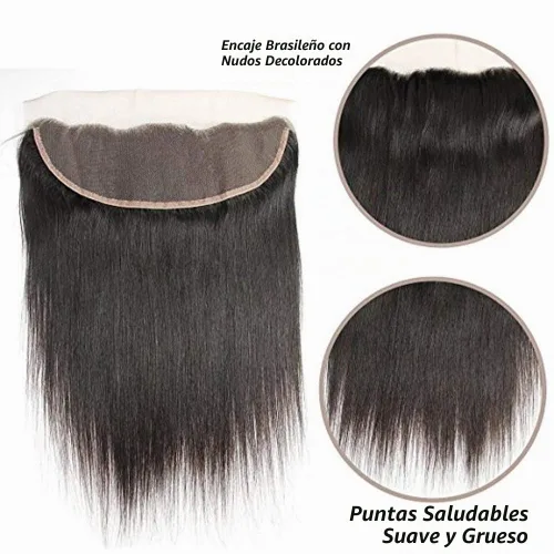 Vista 2 de Cierre Frontal de Encaje 13x4 Pulgadas Cabello Humano 8 Pulgadas Brasileño Liso Frontal HD Cierre de Encaje 100% Cabello Humano Virgen de Oreja a