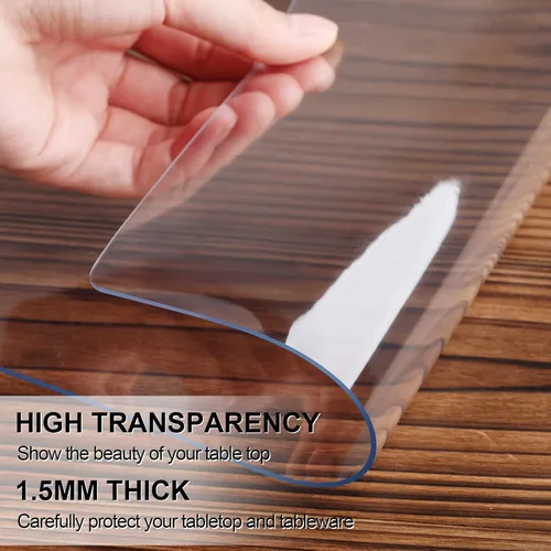 Vista 2 de 4 protectores de mesa transparentes de 12 x 16 pulgadas de plástico de 0.059 in de grosor, impermeable, fácil de limpiar, resistente a la limpieza
