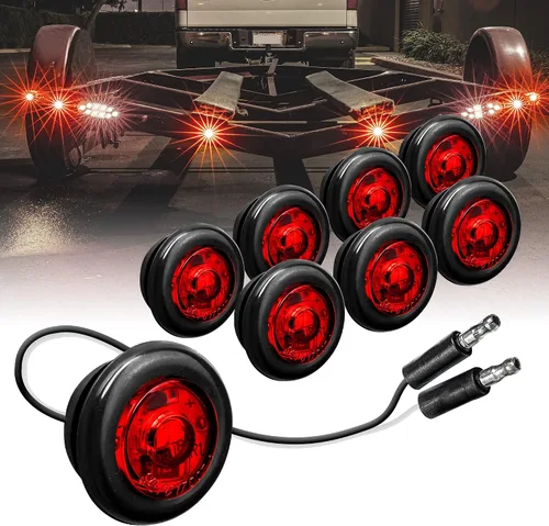 Vista 18 de TRUE MODS Luz de marcador LED redonda ámbar de 3/4 pulgadas para remolque 12V [DOT FMVSS 108] [SAE P2PC] [Salida semiesférica] [Impermeable IP67]