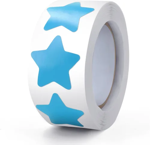 Vista 11 de Rollo de calcomanías de estrellas negras de 1 pulgada, autoadhesivas, impermeables, extraíbles, para niños, profesores, negocios, 500