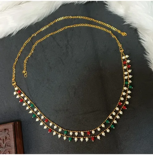 Vista 2 de Efulgenz Cinturón de cintura chapado en oro vintage de Bollywood indio, cadena para el vientre, joyería para el cuerpo nupcial, Cristal, No es una