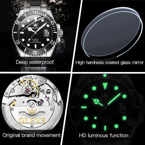 Vista 5 de OLEVS Watch for Men Waterproof Automatic Mechanical Stringing Hollow Out Men's Watches