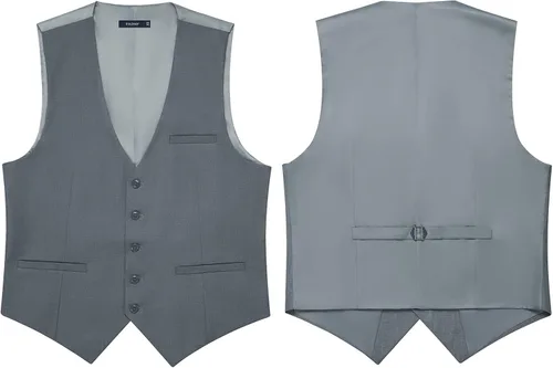 Vista 7 de FAIMO Suit Vest for Men Formal, Business Tuxedo Vest Bow Tie Pocket Square Set, Mens Dress Vest for Wedding(XS-4XL)