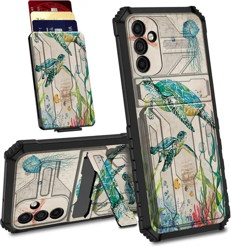 Vista 25 de Funda para Samsung Galaxy A13 5G con ranura desmontable para tarjetero, función atril, doble capa, resistente, a prueba de golpes, funda oculta