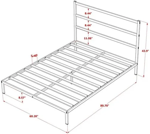 Vista 3 de East West Furniture FTQBBLK Fulton - Cama de plataforma Queen con 5 patas de metal, magnífica cama con recubrimiento en polvo, color negro