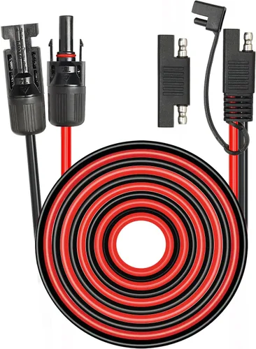 Vista 19 de 2 piezas de 1 pie de cable adaptador de panel solar a SAE - Cable de extensión de conector SAE 10AWG para kit de cargador de batería de panel solar