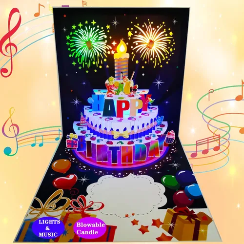 Vista 11 de Tarjetas de cumpleaños emergentes 3D, tarjetas de pastel