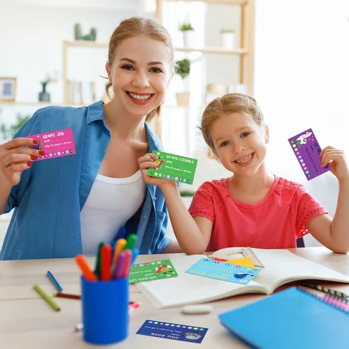 Vista 7 de Teling 200 tarjetas perforadoras de comportamiento con perforador de agujeros, tarjeta de recompensa de comportamiento para estudiantes, aula