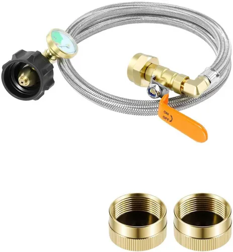 Vista 9 de Adaptador de repuesto de propano DPB de 3 pies con manguera de goma para 1 Llenador de tanque de propano de 20 libras a 1 libra con 2 tapas
