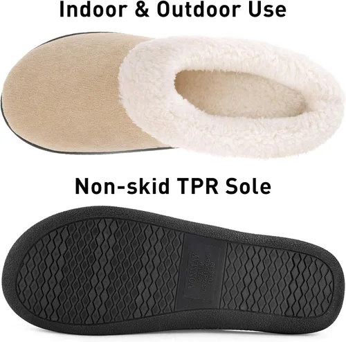 Vista 3 de VONMAY Pantuflas de casa mullidas para mujer, pantuflas de espuma viscoelástica con cuello de forro polar para interiores y exteriores