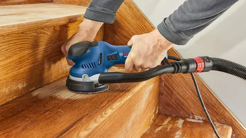 Vista 4 de BOSCH RSM5045 Almohadilla de lijado mediana de gancho y bucle con múltiples orificios de 5 pulgadas