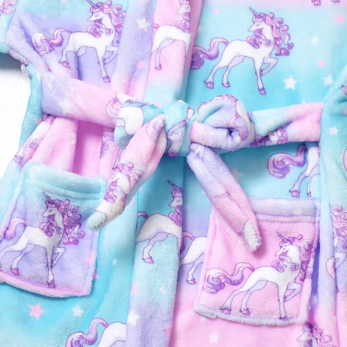 Vista 4 de Jxstar Bata de baño para niñas y muñecas a juego con ropa de dormir de felpa de forro polar
