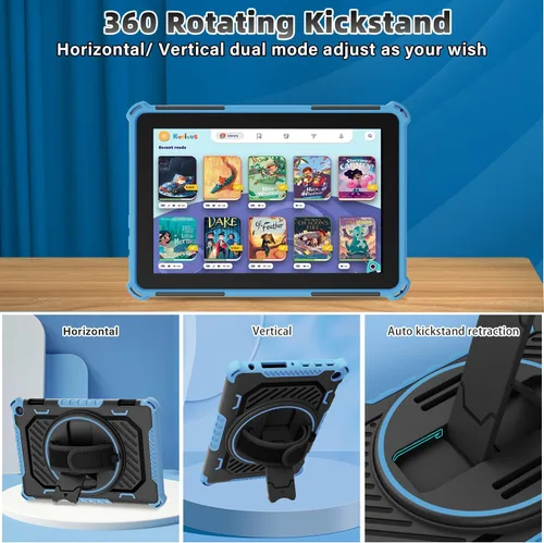 Vista 5 de ROISKIN Funda para tableta Amazon Kindle Fire HD 8 y HD 8 Plus de 12ª/10ª generación versión 2024/2022/2020 para niños con soporte giratorio de 360