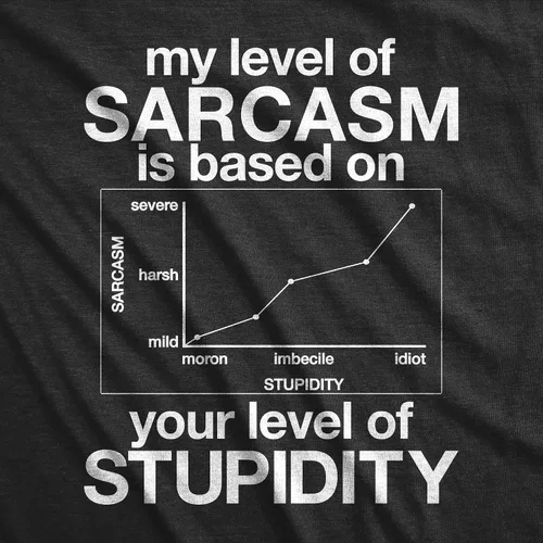 Vista 2 de Camiseta con texto en inglés My Level of Sarcasm is Based On Your Level of Stupidity Tshirt