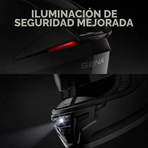 Vista 3 de Casco inteligente integral para motocicleta Sena Phantom y ANC con comunicaciones integradas, iluminación LED y sonido de segunda