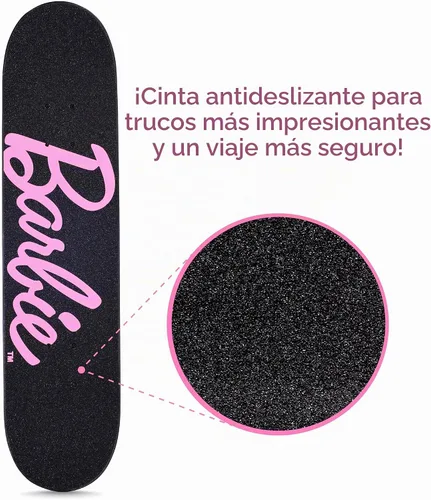 Vista 2 de 31-Inch Skateboard, 9-Ply Maple Deck, ABEC 5 Bearings Barbie