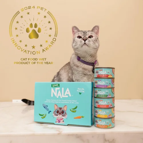 Vista 7 de LOVE, NALA - Comida húmeda natural para gatos adultos - Atún en copos con zanahoria y guisantes verdes en caldo - Sin granos, sin OMG, proteína