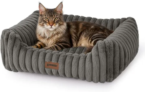 Vista 9 de ZOMISIA Camas pequeñas para perros pequeños, camas lavables para gatos de interior, cama ortopédica rectangular para cachorros con funda extraíble