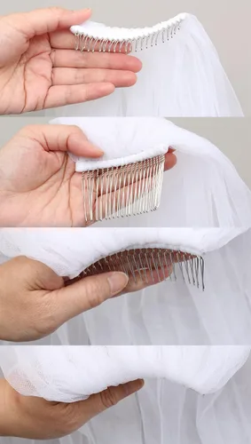 Vista 7 de SAMKY 1T 1 Tier Beaded Edge Wedding Veil Cathedral Length 108