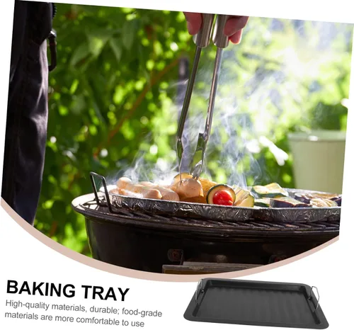 Vista 6 de Yardwe Sartén para asar en el hogar, sartén para barbacoa, herramienta para hornear, accesorio de parrilla, resistente bandeja de freír al aire