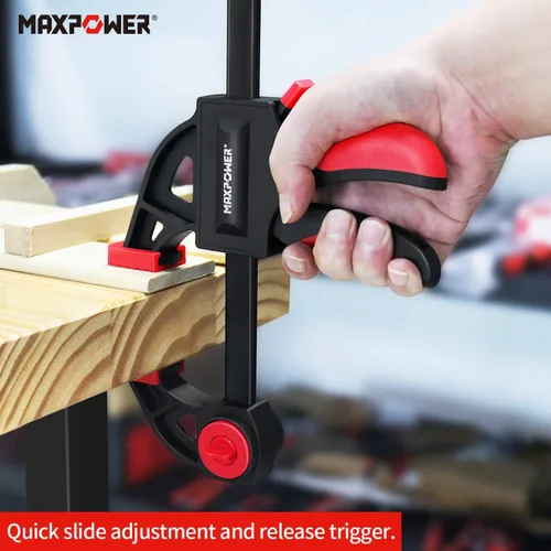Vista 4 de MAXPOWER Abrazadera de barra de 24 pulgadas y esparcidor de 31 pulgadas para carpintería, juego de abrazaderas de madera de liberación rápida