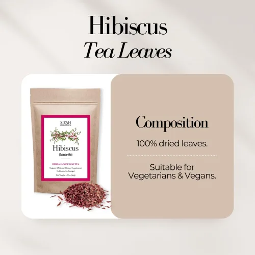Vista 4 de Siyah Organics Té de hojas sueltas de hibisco - Apoyo de relajación e hidratación para mujeres y hombres - 100% natural y orgánico - Suplemento