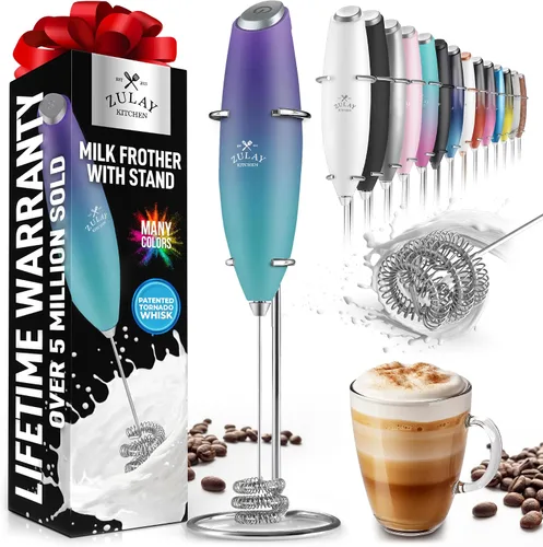 Vista 467 de Zulay Milk Boss Espumador de leche potente manual, hace espuma para latte, batidor para mezclar bebidas, café, miniespumador para capuchino, frappé