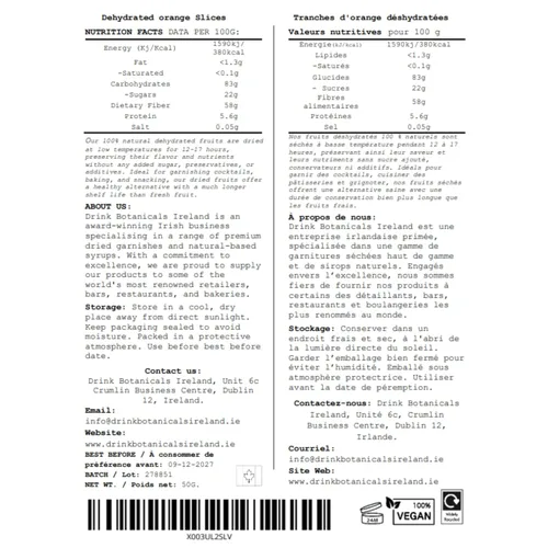 Vista 3 de Rebanadas de naranja deshidratadas en forma de ruedas Aprox. 17+ rebanadas 100% Natural Sin azúcar Sin gluten Ruedas de naranja
