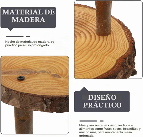 Vista 9 de HOMSFOU - Soporte de madera para cupcakes de 2 niveles, estante de exhibición de postres rústico multicapa, soporte redondo para mesa de boda Como