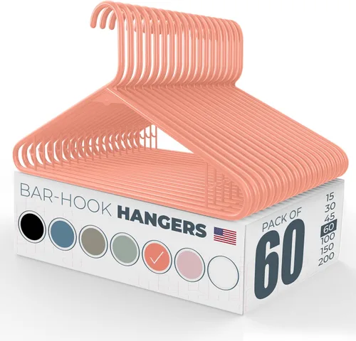 Vista 40 de Perchas de plástico de 15 unidades – Hechas en EE.UU. – Capacidad de 2.7 kg, perchas estándar de ropa con ganchos de correa para vestidos, lencería