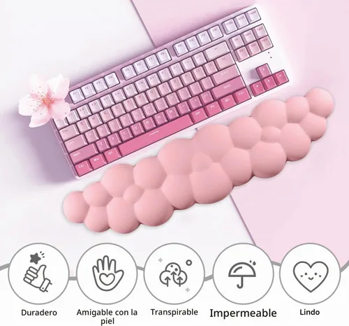 Vista 6 de JIKIOU Reposamuñecas de cuero mejorado para teclado, mouse y almohadilla 05rosa