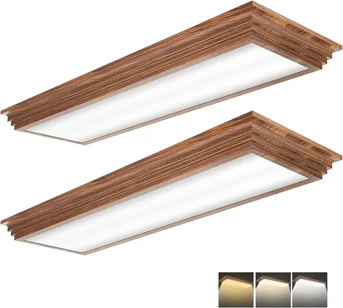 Vista 10 de FAITHSAIL - Lámpara LED de 2 pies con CCT seleccionable de 3000K/4000K/5000K, regulable, lámpara LED lineal de 2 pies con aspecto de madera, 30W