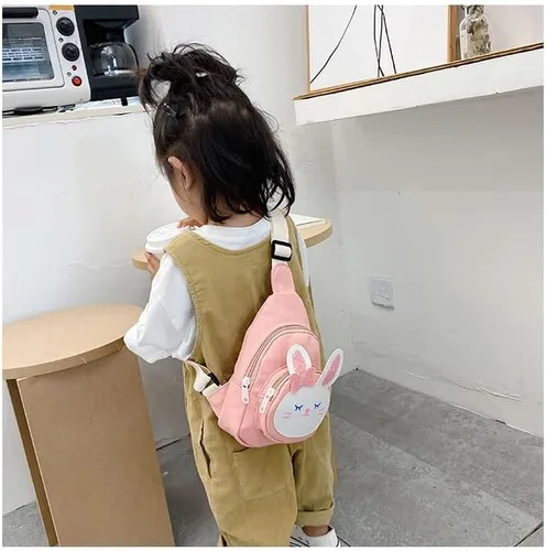 Vista 4 de Sling Bag Bolso de hombro Bolso de pecho, Mochila pequeña Bolsa de eslinga, Bolso Kawaii Mochila Kawaii Mochila Mochila Sling, Conejito rosado