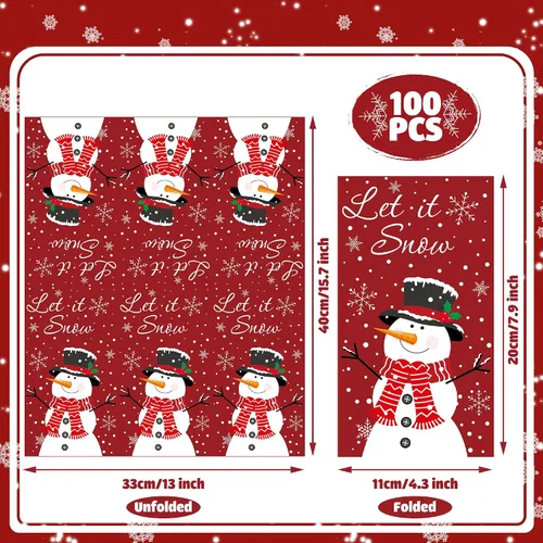 Vista 2 de 100 servilletas de Navidad con diseño de muñeco de nieve de invierno, 3 capas, servilletas de mano de papel de nieve, servilletas desechables