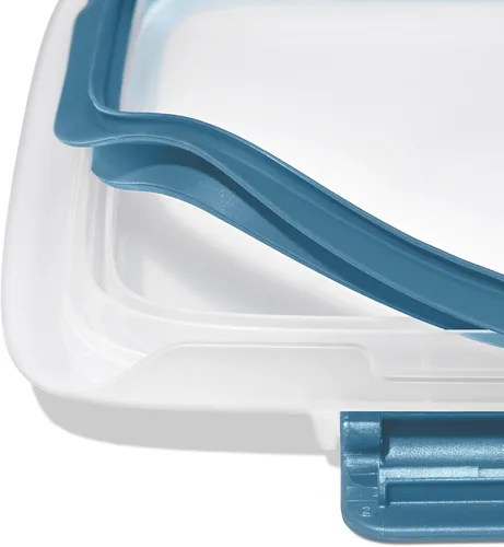 Vista 4 de OXO Good Grips Prep and Go - Recipiente dividido para 2 tazas, color azul océano