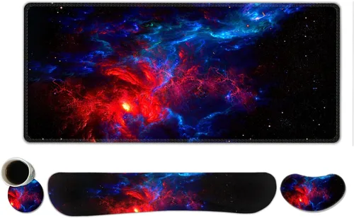 Vista 11 de ToLuLu Alfombrilla de mouse extendida para juegos, juego de soporte ergonómico de espuma viscoelástica para teclado y mouse reposamuñecas