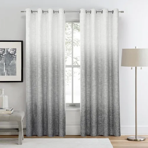 Vista 12 de Paneles de cortinas opacas con aislamiento térmico y reducción de ruido, cortinas rústicas para dormitorio, textura de lino pesado, juego