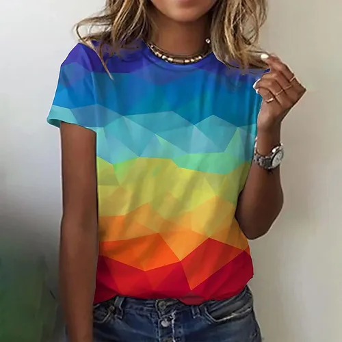 Vista 2 de Summer Tshirts for Women 2023, Women's Short Sleeve Blouse Daisy Floral Print Basic Summer Tee Shirts