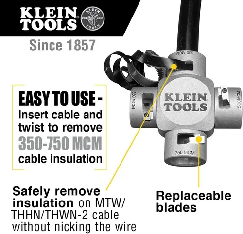 Vista 3 de Klein Tools Pelacables (750-350 MCM) y paquete de doblador de cables de 14 pulgadas