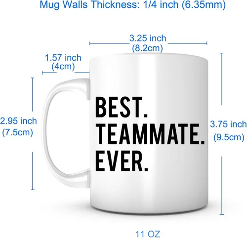 Vista 5 de Bst Teammate Ever-Taza de cerámica blanca de 11 onzas, taza para compañero de equipo, regalo de jugador de equipo, regalo de jugador