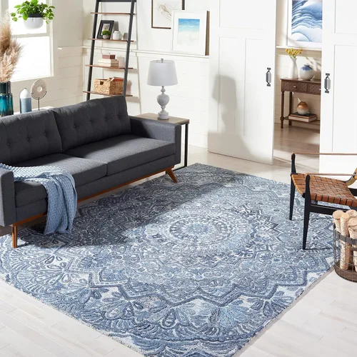 Vista 37 de SAFAVIEH Marquee Collection - Alfombra decorativa, 2 x 3 pies, beige y marfil, lana de medallón de mandala hecha a mano, ideal para zonas de alto