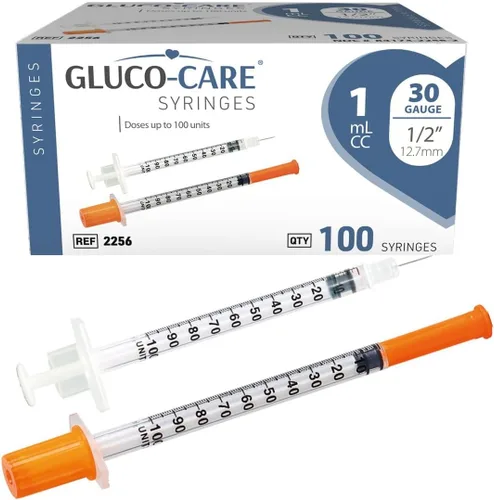 Vista 9 de GLUCO-CARE - Jeringas de 0.3 ml/cc, 30G x 5/16’’ (8mm), tapa naranja, 100/caja