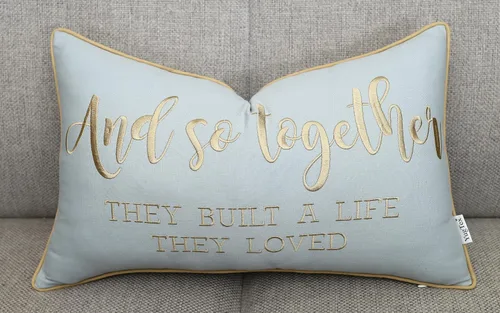 Vista 12 de Funda de Cojín Decorativo Romántico para Pareja, Sentimiento de Amor Bordado, Refranes Decorativos, Acento Lumbar - Decoración de Frases Acogedoras