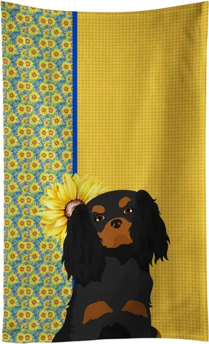 Vista 200 de Caroline's Treasures WDK5313KTWL - Toalla de cocina con diseño de girasoles de verano, color negro y tostado, Airedale Terrier, toalla de mano