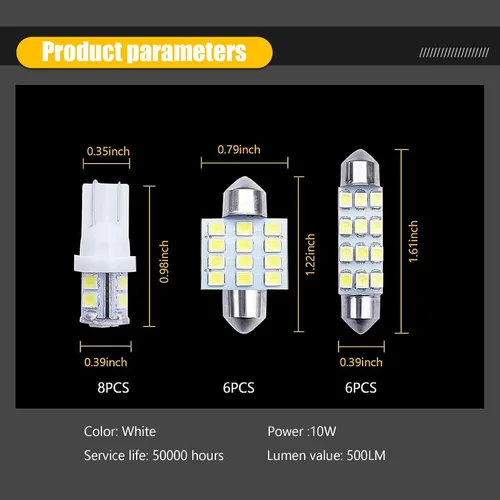 Vista 2 de 20 luces LED para techo de automóvil, 12 V, impermeables, de policarbonato de doble punta, luces de lectura interior de vehículo, accesorios