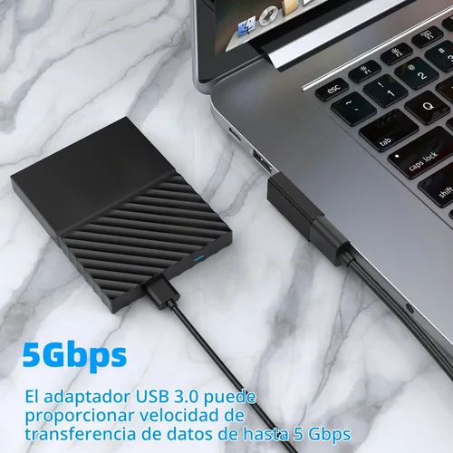 Vista 3 de AreMe Adaptador USB 3.0 de 90 grados, paquete de 4, arriba y abajo, ángulo Negro