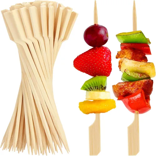 Vista 9 de FATLODA Palillos de Cóctel de Bambú de 3.5 Pulgadas [1200 PIEZAS] para Aperitivos, Brochetas de Madera Tipo Paleta, Palillos de Dientes Planos