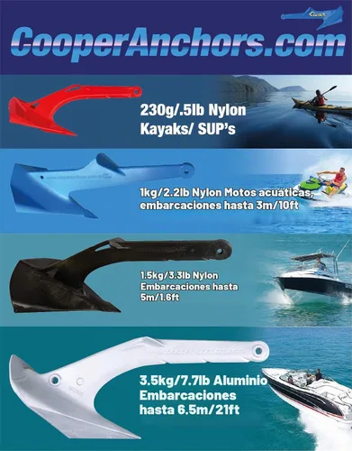Vista 4 de COOPER ANCHOR 1Kg/2.2lb - Nylon - Anclaje PWC para Jetski y anclaje de barco a 11.5 ft/12 pies