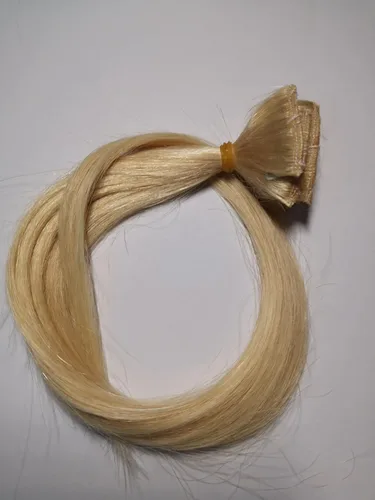 Vista 4 de Extensiones de cabello humano con clip, de 18 pulgadas, rubio decolorado, 100% real, extensiones de cabello con clip para mujer, 6 piezas de cabello